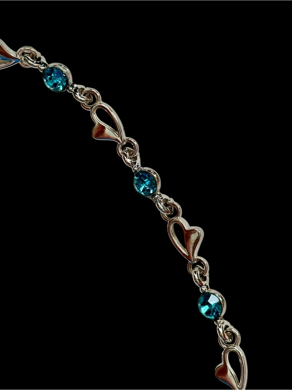 Bracelet with Teal Blue Crystals - Women Jewelry